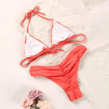 Load image into Gallery viewer, Fashion Swimwear Women Bikini Sets Women Lace Up Two Piece String Bikinis Beach Swimsuit Triangle Bathing Suit Side Tie Swimwear String Swimming Suit For Women Bathing Suit Micro Halter String Triangle Bikini