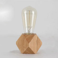 Load image into Gallery viewer, Modern table lamp E27 Wooden desk lamp Diamond bedside lamp for home/bedroom/living room decor EU-Plug Wooden Base Decorative Table Lamp Cute Study Lamps for Bedroom Décor