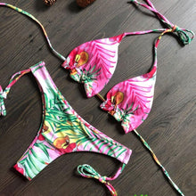 Load image into Gallery viewer, Popular Women's Beachwear Bikini Set Swimwear Push-Up Padded Swimsuit Floral Bikini Set Low Rise Ruffled Two Pieces Swimsuit Push Up Bathing Suit Swimwear