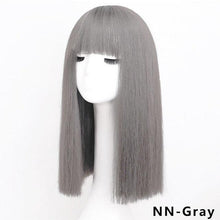Load image into Gallery viewer, Long Straight With Bangs Synthetic Wigs For Black/White Women Natural Black Brown Gray Heat Resistant Fiber Hair Wigs For Black Women Cosplay Wigs For Women Gifts for Girlfriends