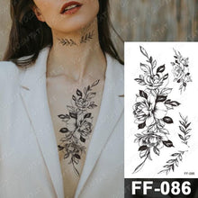 Load image into Gallery viewer, Waterproof Temporary Black Tattoo Sticker Peony Flower Snake Sketch Luxury Big Tattoo For Womens
