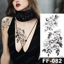 Load image into Gallery viewer, Waterproof Temporary Black Tattoo Sticker Peony Flower Snake Sketch Luxury Big Tattoo For Womens