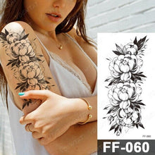Load image into Gallery viewer, Waterproof Temporary Black Tattoo Sticker Peony Flower Snake Sketch Luxury Big Tattoo For Womens