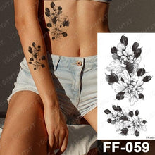 Load image into Gallery viewer, Waterproof Temporary Black Tattoo Sticker Peony Flower Snake Sketch Luxury Big Tattoo For Womens