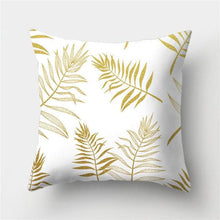 Load image into Gallery viewer, Tropical Leaf Flower Green Yellow Pillowcase Decorative Throw Pillow Case Cushion Cover Gold Stamping Leaves Polyester Cushion Cover Throw Pillow Decorative Cushions Home Decor Pillow Covers