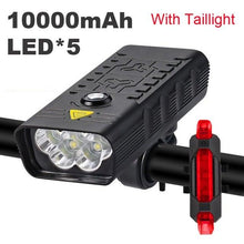 Load image into Gallery viewer, Bike Light USB Rechargeable 3000 Lumens Bike Headlight LED Super Bright Flashlight Front Lights And Back Rear Light Adjustable Lightness Waterproof And Large Capacity Battery 10000mAh