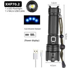 Load image into Gallery viewer, Rechargeable LED Flashlight High Lumen USB Ultra Bright Adjustable Powerful Zoomable Flashlight Water Resistant For Daily Household and Outdoor Camping Hiking Riding Running