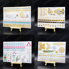 Load image into Gallery viewer, New Waterproof Temporary Tattoo Sticker Golden Silver Flower Jewelry Flash Fashion Different Design Tattoos For Womens