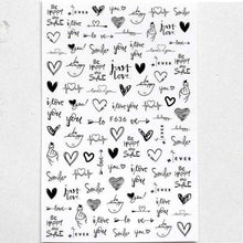 Load image into Gallery viewer, Black White 3D Nail Sticker Decals Cool English Letter Nail Art Decoration Manicure Design Christmas New Year Gift French Nail Art Stickers Decals 8Sheets Nail Art Supplies 3D Self-Adhesive Nail Art Decoration Pattern Nail Accessories Classic Simple
