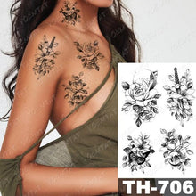 Load image into Gallery viewer, Luxury Big Waterproof Temporary Sticker Tattoo Large Flowers And Animals Body Tattos For Womens