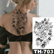 Load image into Gallery viewer, Luxury Big Waterproof Temporary Sticker Tattoo Large Flowers And Animals Body Tattos For Womens