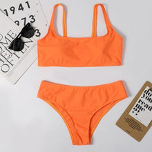 Load image into Gallery viewer, High Waist Bikini Black Swimwear Women Swimsuit High Leg Bikinis Set Women High Waist Bandeau Bikini Set Strapless 2 Piece Bathing Suit Swimsuits Tie Wrap Swimsuits Swimming for Bathing Suit Woman Swimsuits
