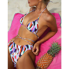 Load image into Gallery viewer, Fashion Triangle Women Micro Bikini Set String Backless Swimsuit High Cut Swimwear Women Beach Wear Women's Ribbed Tie Bikini Beautiful Bottom String Swimsuit