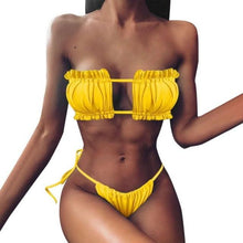 Load image into Gallery viewer, Women Luxury Leopard High Waist Bikini Swimsuit Women's Push Up Bra Tie Side Cutout Bikini Set High Cut Padded Solid Bating Suit Swimwear Female Bikini Set Bathing Suit