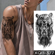 Load image into Gallery viewer, Elegant Black Waterproof Temporary Tattoo Sticker Lion Tiger Bear Flash Tattoos Leopard Wolf Colorful Big Tattoo Stickers For Mens Womens