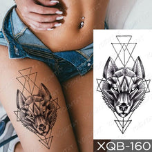 Load image into Gallery viewer, Elegant Black Waterproof Temporary Tattoo Sticker Lion Tiger Bear Flash Tattoos Leopard Wolf Colorful Big Tattoo Stickers For Mens Womens