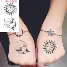 Load image into Gallery viewer, Elegant Waterproof Tattoo Sticker Sun Moon Fake Tatto Fashion Moon Temporary Fun Sun Wave Magic Tatoos For Womens Mens