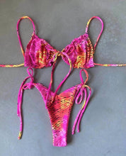 Load image into Gallery viewer, Low Waist Bikini Triangle Swimwear Female String Swimsuit Women Two Piece Swimsuit Swimwear Halter String Triangle Bikini Sets Women Print 2 Piece Suit Push Up Bathing Suit Swim Suit New