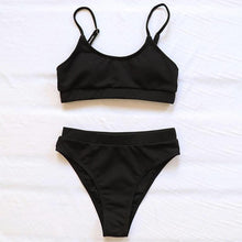 Load image into Gallery viewer, Swimwear Women Swimsuit Push Up Bikinis Fashion Women's Solid Color Bikini Pad Swimwear Swimsuit Beachwear Set Triangle Bikini Bathing Suits