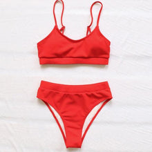Load image into Gallery viewer, Swimwear Women Swimsuit Push Up Bikinis Fashion Women's Solid Color Bikini Pad Swimwear Swimsuit Beachwear Set Triangle Bikini Bathing Suits