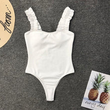 Load image into Gallery viewer, Luxury Black Female Swimsuit Vintage One Piece Ruffled Push Up Tummy Control Swimwear Halter One Piece Slimming Retro Swimsuit Women's Plus Size Push Up Bathing Suit Solid Red Swimwear Women Padded Bathing Suits
