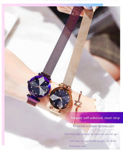 Load image into Gallery viewer, Women Starry Sky Clock Luxury Women Watches Fashion Diamond Quartz Wristwatches Women's Fashion Starry Sky Watch Luxury Analog Stardust Watches For Girls Casual Luminous Ladies Wrist Watch With Stainless Steel Mesh Band Dress Watch