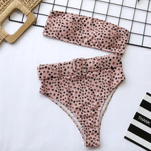 Load image into Gallery viewer, High Waist Bikini Black Swimwear Women Swimsuit High Leg Bikinis Set Women High Waist Bandeau Bikini Set Strapless 2 Piece Bathing Suit Swimsuits Tie Wrap Swimsuits Swimming for Bathing Suit Woman Swimsuits