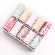 Load image into Gallery viewer, Nail Foils Marble Flower Series Iridescent Nail Art Transfer Sticker Paper Slider Nail Water Decal Design Manicures Decorations Art Manicures Decoration New Gold Nail Transfer Foils for Nail Arts Nails Supply Holographic Effect Nail Art Foil Stickers Hol