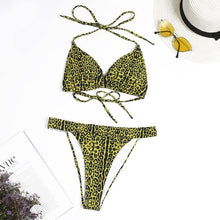 Load image into Gallery viewer, Neon Yellow Crop Top Swimwear Women Summer 3 Pieces Swimsuit Bikini Sets With Sheer Crop Top Cover Up Beachwear Mesh Long Sleeve Cover Ups Top Three Piece Swimsuit Bikini Set