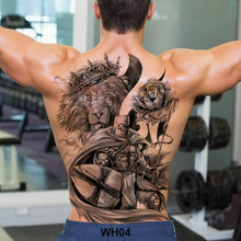 Load image into Gallery viewer, Extra Large Back Temporary Lion Tatoo Sticker Waterproof Black Luxury Big Modern Design For Mens