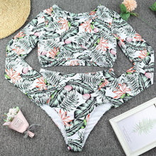 Load image into Gallery viewer, Surfing Swimsuit For Women Bikini Long Sleeve Swimwear Tiger Print Push Up Summer Bath Suit Two Piece Surfing Rash Guard Bikini Long Sleeve Swimsuit Set