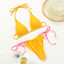 Load image into Gallery viewer, Bikini Swimsuit Solid Color Bikini Set Swimwear Bathing Suit Women Bikinis String Beach Women Two Piece Bikini Swimsuit Bathing Suits Halter Triangle Tops String Bikini Sets
