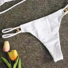 Load image into Gallery viewer, Luxury Purple Halter Crystal Diamond Bikini Female Swimsuit Women Swimwear Rhinestone Bikini Set Bathing Suit Women's Swimwear Rhinestone Halter Low Waist Tie Side Bikini Set 2 Pieces Crystal Diamond Swimsuit