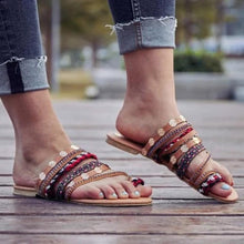 Load image into Gallery viewer, Women Sandals Flip-Flops Handmade Style Flip Flop Sandals Streetwear Fashion Shoes Women Flat Clip Toe Casual Floral Beach Flip Flop Comfy Shoes Summer Elegant Toe Ring Sandals