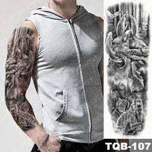 Load image into Gallery viewer, Full Arm Temporary Tattoos 8 Sheets and Half Arm Shoulder Waterproof Tattoos Elegant Large Lion Sleeve Sticker Tattoo Waterproof Temporary Big Wolf Tatoos For Men and Women