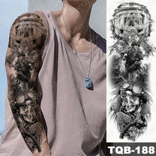 Load image into Gallery viewer, Full Arm Temporary Tattoos 8 Sheets and Half Arm Shoulder Waterproof Tattoos Elegant Large Lion Sleeve Sticker Tattoo Waterproof Temporary Big Wolf Tatoos For Men and Women
