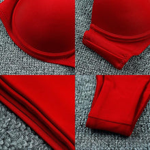 Load image into Gallery viewer, New Bikini Fashion Push Up Bikini Set Swimsuit Bikini Sets Push Up Swimsuits 2 Piece Underwired Bathing Suits Women Bandage High Waist Solid Brown Triangle Swimwear Two-Piece Suits