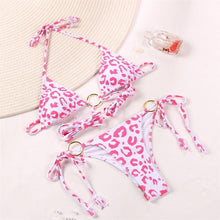 Load image into Gallery viewer, Bikini Triangle Adjust Swimwear Women's Crisscross Halter Bikini Lace Up Back Bandage Two Piece Strappy Bathing Suits G String Thong Swimwear Women Bathing Suit Hollow Out Quality Pleated Swimsuit Female Double-Sided Bikini Set