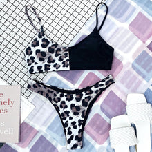 Load image into Gallery viewer, Leopard Bikini Women Swimwear Female Swimsuit Women Two Pieces Scalloped Bikini Set Swimsuits Bathing Suit Two-pieces Bikini Set Bather Bathing Suit