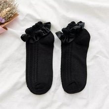 Load image into Gallery viewer, Women Lace Mesh Black White Cotton Socks Japanese Maiden Lovely Short Socks Frilly Ruffle Princess Socks For Women