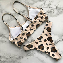 Load image into Gallery viewer, Leopard Bikini Women Swimwear Female Swimsuit Two-piece Bikini Set Comfortable Bathing Suit Swim Lady High Waist Bikini Set For Women Athletic Two Piece Soft Swimsuit Sporty Scoop Neck Bathing Suit