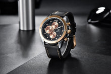 Load image into Gallery viewer, Multifunction Brown Luxury New Men's Watches Quartz Sport Chronograph Elegant Leather Bracelet Men Wrist Watch