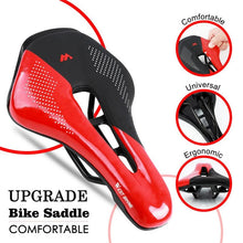 Load image into Gallery viewer, Leather Bike Saddle Road Bike Front Seat Cycling Saddles For Mens Breathable Hollow Cushion Bicycle Saddle Comfort Bike Saddle Ergonomic Waterproof Bicycle Seat For Road Bike Mountain Bike Seats