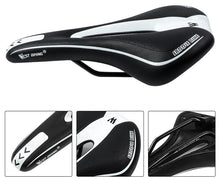 Load image into Gallery viewer, Leather Bike Saddle Road Bike Front Seat Cycling Saddles For Mens Breathable Hollow Cushion Bicycle Saddle Comfort Bike Saddle Ergonomic Waterproof Bicycle Seat For Road Bike Mountain Bike Seats
