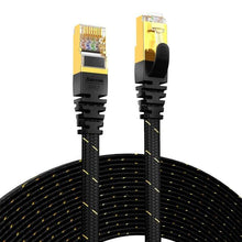 Load image into Gallery viewer, CAT7 Ethernet Cable 10G 600MHz Shielded Flat RJ45 Internet Network Patch Cord Fast LAN Wire Network Gold Plated Lead Polyester Braided For Gaming