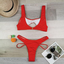 Load image into Gallery viewer, Modern White Bikini Hollow Out Swimsuit Female High Cut Swimwear Solid Fashion Bathing Suit Beach Wear Women's Front Cutout Bikini Sets Two Piece Summer Party Bathing Suits