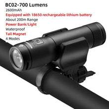 Load image into Gallery viewer, Bike Light Rainproof USB Rechargeable LED 2000mAh MTB Front Lamp Headlight Aluminum Ultralight Flashlight Super Bright Bicycle Front Headlight 5 Light Modes And Large Capacity Battery