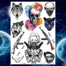 Load image into Gallery viewer, Luxury Colorful Flower Lavender Waterproof Temporary Tattoos Animals Arm Chest Tattoo Stickers Elegant Summer Style For Womens Mens