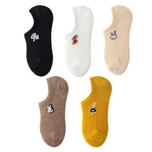 Load image into Gallery viewer, 5 Pairs Kawaii Cute Animal Print Socks Set Invisible Happy Fashion Ankle Funny Socks Set Girl Cotton Summer Silicone Non-slip Boat Socks Ankle Socks For Men And Women