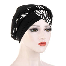 Load image into Gallery viewer, Fashion Soft Cotton Print Braid Turban Lightweight Muslim Turbans Head For Women Women's Hijabs Caps Hat Lightweight Inner Hijab Caps Elegant Arab Wrap Head Scarves Turban Scarf For Women
